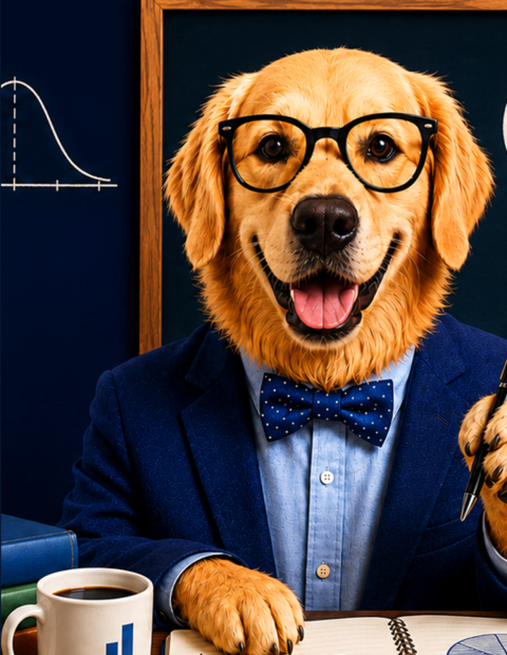 Professor Stat Dog teaching statistics
